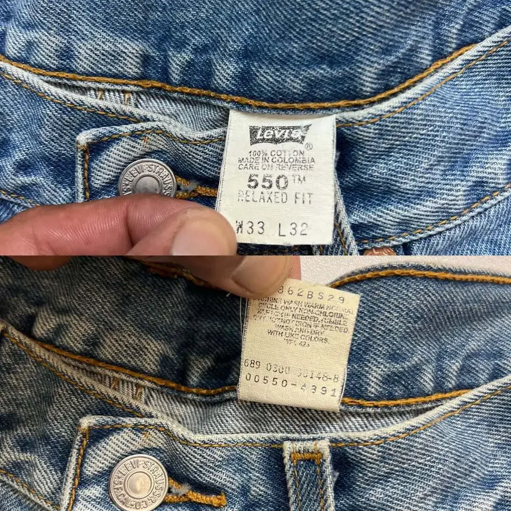 Vintage 2000 Levis 550 Relaxed Fit Tapered Jeans Mens 33x32 Medium Wash 0433